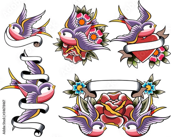 Obraz swallow tattoo banner