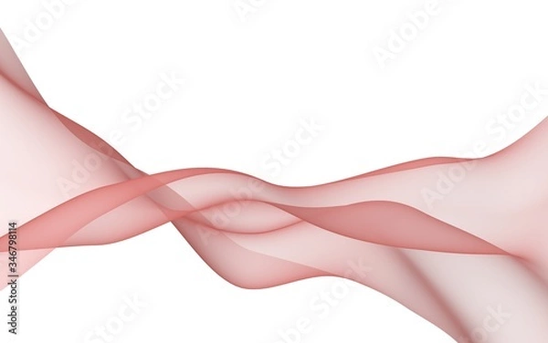 Fototapeta Abstract wave. Scarf. Bright ribbon on white background. Abstract smoke. Raster air background. 3D illustration