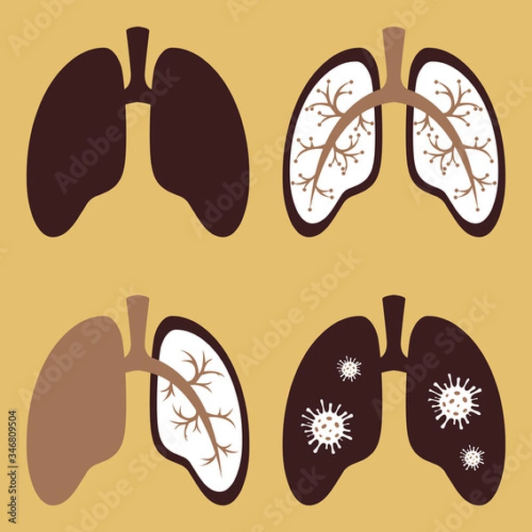 Fototapeta An icon that can be used as a web design template. Vector image of the respiratory tract. COVID-19 virus. Prevention of coronavirus.