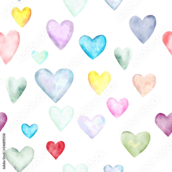 Fototapeta Pattern with hearts with different colors and size