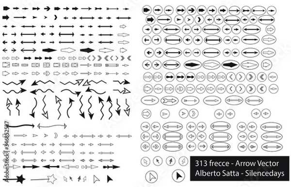 Fototapeta 313 Arrow Set of  black icons - with or without outline