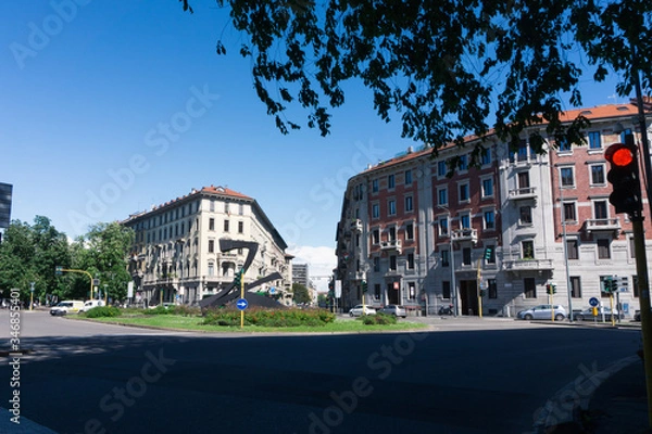 Obraz Milan, Italy - APRIL 29, 2020: Conciliazione square during the coronavirus pandemic lockdown