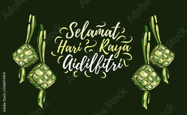 Obraz Selamat hari raya aidilfitri vector illustration 