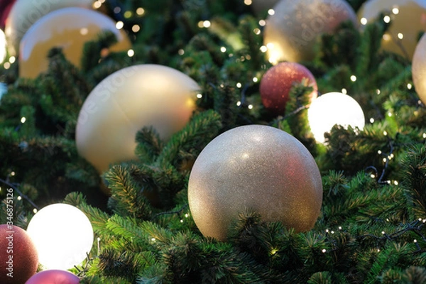 Fototapeta Bokeh lights background. Abstract multicolored light.Christmas concept. Blur lights background. Christmas tree with lights.