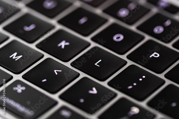 Fototapeta black color Computer keyboard macro close up view