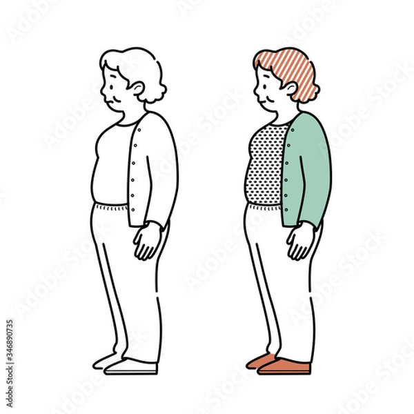 Obraz 中年女性肥満体型のイラスト