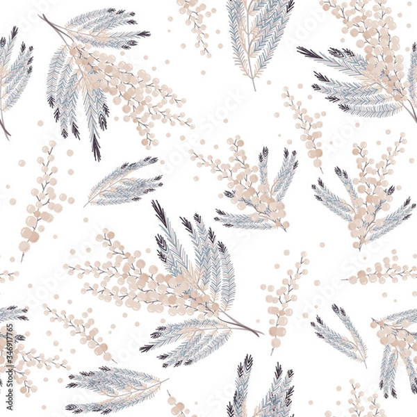Fototapeta Abstract elegance seamless pattern with small circle flowers. Floral pastel background.