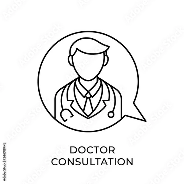 Fototapeta Doctor icon vector illustration. Doctor Consultation icon vector. Doctor icon design isolated on white background. Doctor vector icon flat design for website, logo, sign, symbol, app, UI.