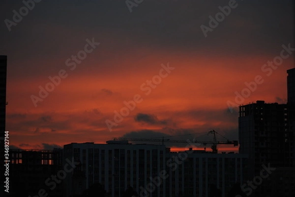 Obraz sunset at the city