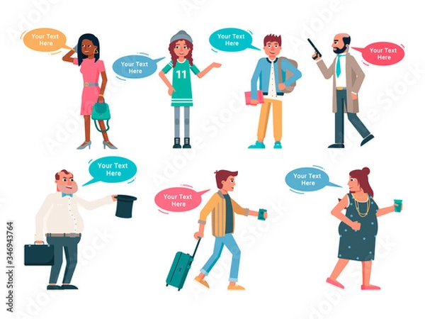 Obraz Isolated speaking people with speech bubble set