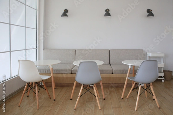 Fototapeta Interior model meeting desk, Interior design Dinning or meeting area space with table