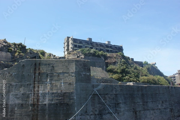 Obraz 長崎、軍艦島、廃墟、軍艦島クルーズ、建物、橋、建築