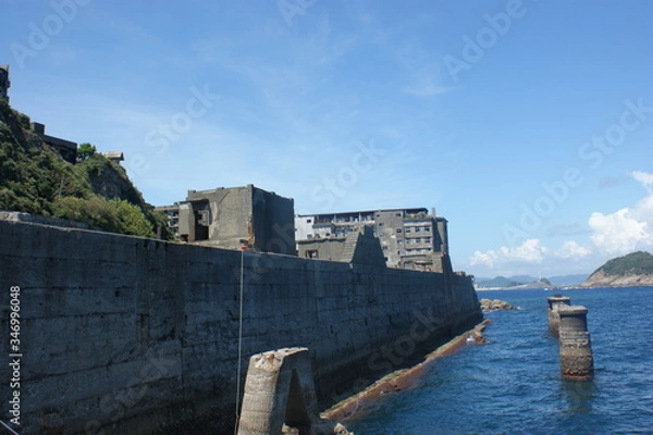 Obraz 長崎、軍艦島、廃墟、軍艦島クルーズ、建物、橋、建築