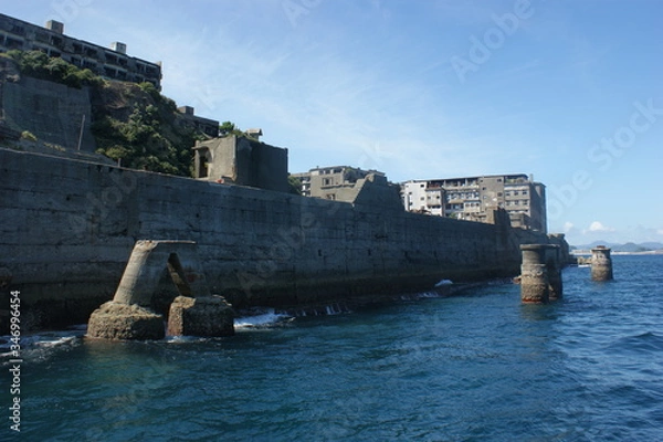 Obraz 長崎、軍艦島、廃墟、軍艦島クルーズ、建物、橋、建築