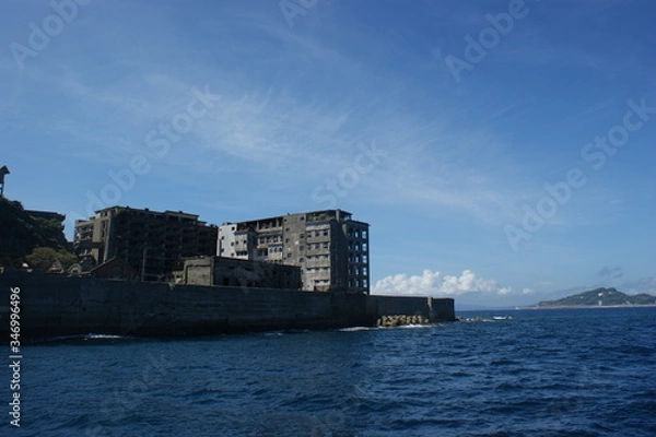 Obraz 長崎、軍艦島、廃墟、軍艦島クルーズ、建物、橋、建築