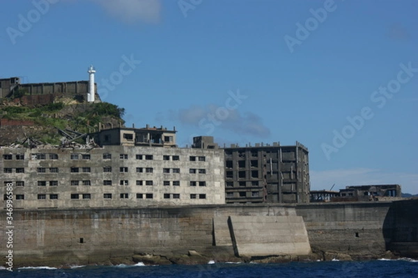 Obraz 長崎、軍艦島、廃墟、軍艦島クルーズ、建物、橋、建築