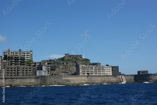 Obraz 長崎、軍艦島、廃墟、軍艦島クルーズ、建物、橋、建築