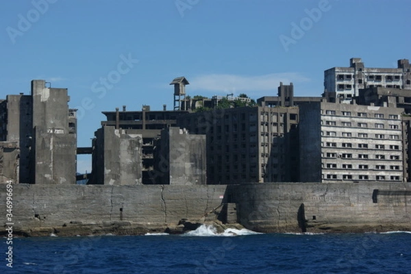 Obraz 長崎、軍艦島、廃墟、軍艦島クルーズ、建物、橋、建築