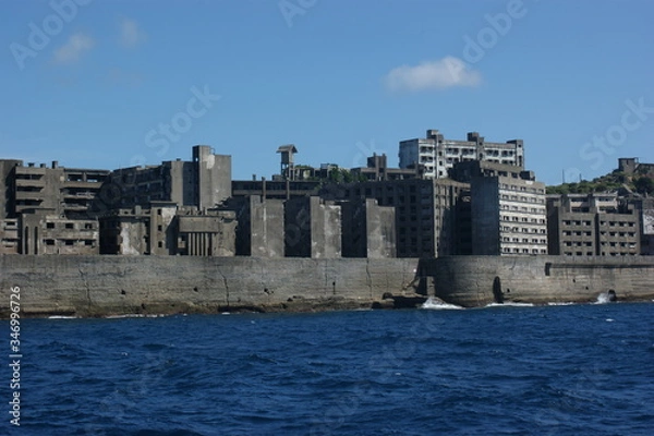 Obraz 長崎、軍艦島、廃墟、軍艦島クルーズ、建物、橋、建築