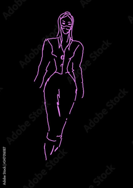 Obraz Szkic kobiety w masce