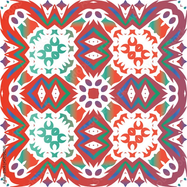 Fototapeta Antique talavera tiles patchwork.