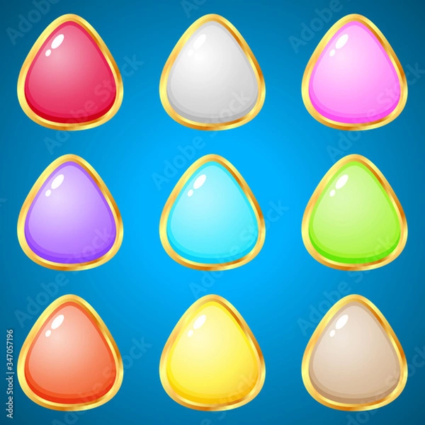 Obraz Gems triangle 9 colors for puzzle games.