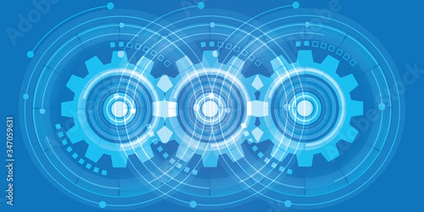 Obraz Abstract blue digital technology background with gears 