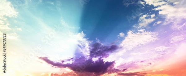 Obraz Many color sunset light in twilight sky with clouds