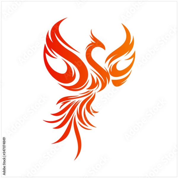 Fototapeta Flying Phoenix Fire Bird abstract Logo design vector template. Dove Eagle Logotype concept icon