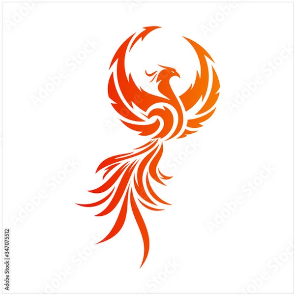 Obraz Flying Phoenix Fire Bird abstract Logo design vector template. Dove Eagle Logotype concept icon
