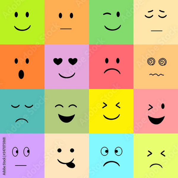 Fototapeta Set of colorful Emoji background.