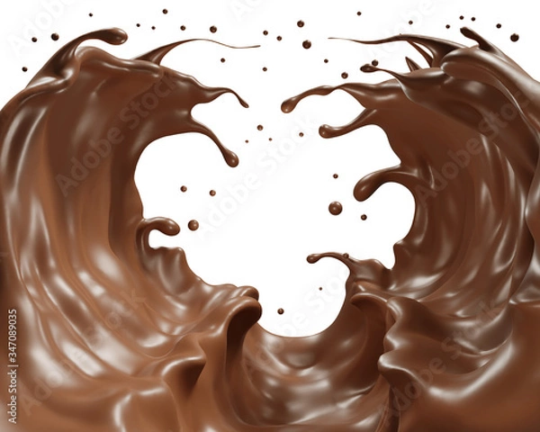 Fototapeta Chocolate andsplash  smooth abstract shapes , 3d illustration 3D Rendering