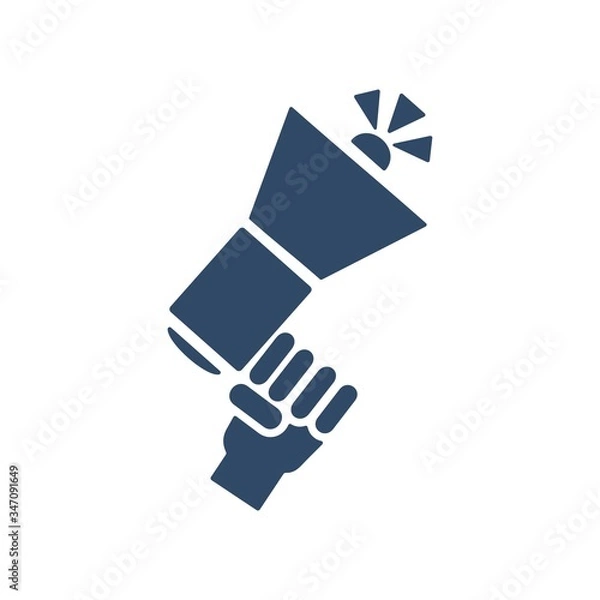 Fototapeta Megaphone icon in flat style. Loudspeaker symbol. Announcement, promotion sign.