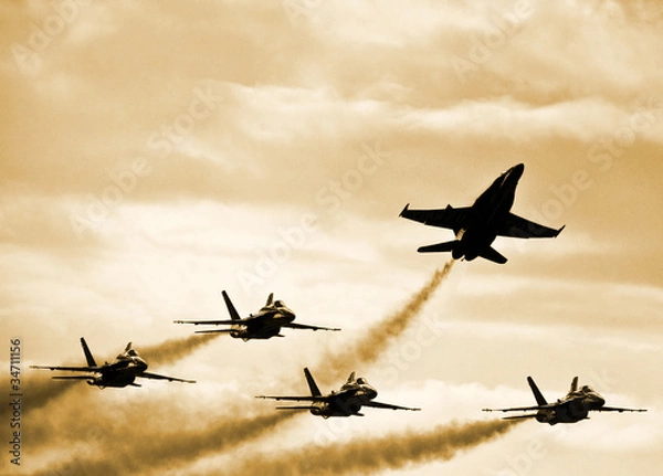 Obraz Fighter Jets Splitting Formation