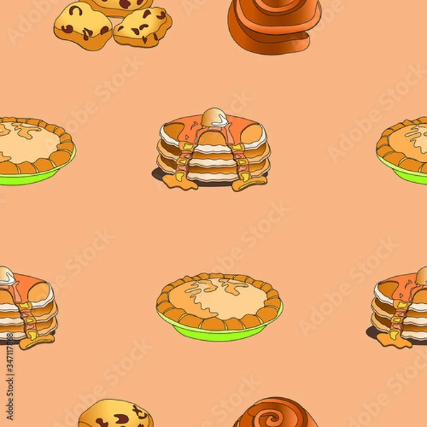Fototapeta Bright beautiful pattern with delicious food.