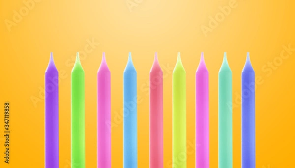 Obraz Set with colorful birthday candles on yellow background