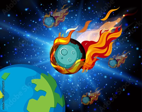 Obraz Background scene with asteroid flying in the space