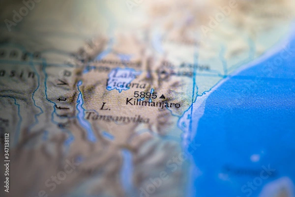 Fototapeta Geographical map location of Kilimanjaro in Tanzania Africa continent on atlas