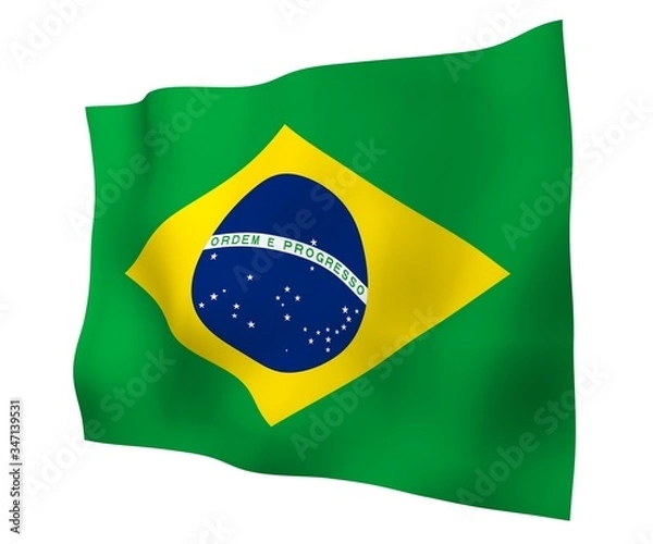 Obraz Waving flag of Brazil. Ordem e Progresso. Order and progress. Rio de Janeiro. South America. State symbol. 3d illustration