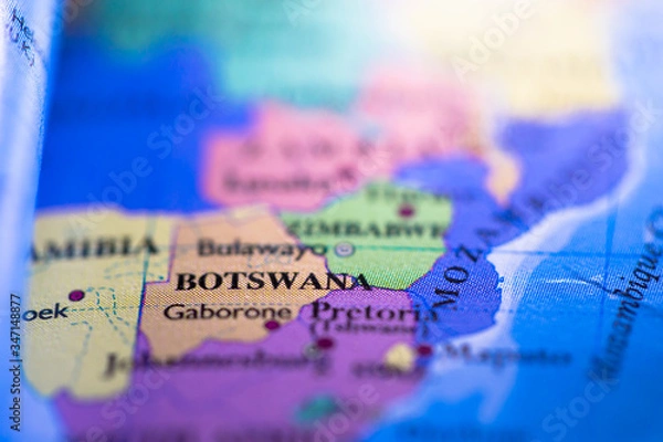 Fototapeta Geographical map location of country Botswana in Africa continent on atlas