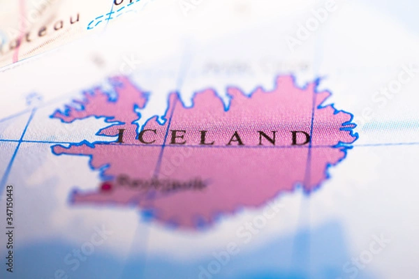 Fototapeta Geographical map location of country Iceland in Europe continent on atlas