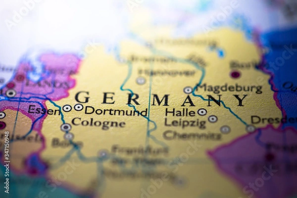 Fototapeta Geographical map location of country Germany in Europe continent on atlas
