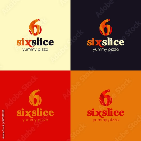 Fototapeta Logo concept for the restaurant, pizza shop, fast food shop, pizza slice, logotype, pizza cafe logotype