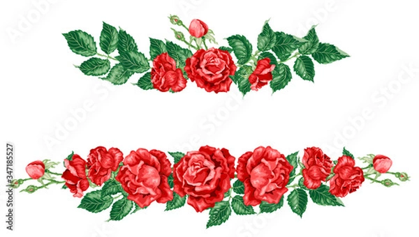Obraz Vector graphic illustration with rose flowers in headline frame