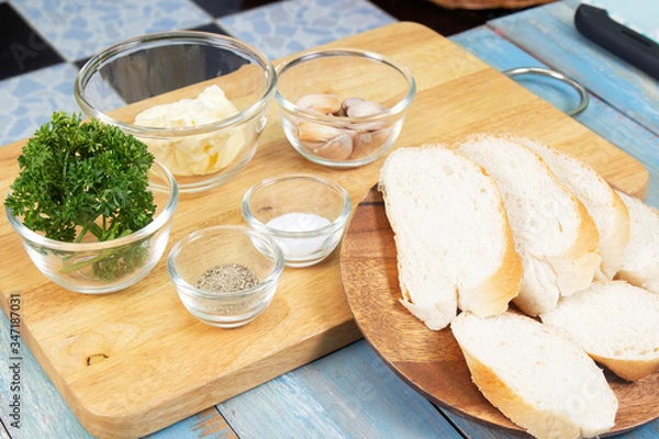Obraz Ingredient for cooked Garlic bread
