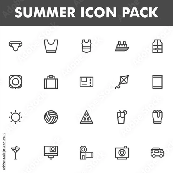 Fototapeta Summer icon pack isolated on white background. for your web site design, logo, app, UI. Vector graphics illustration and editable stroke. EPS 10.