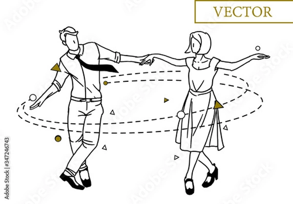 Fototapeta Dancing couple with geometric elements.