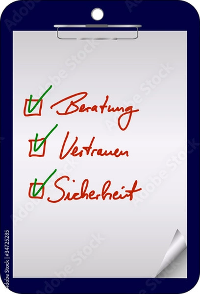 Fototapeta Clipboard - Beratung - Vertrauen - Sicherheit