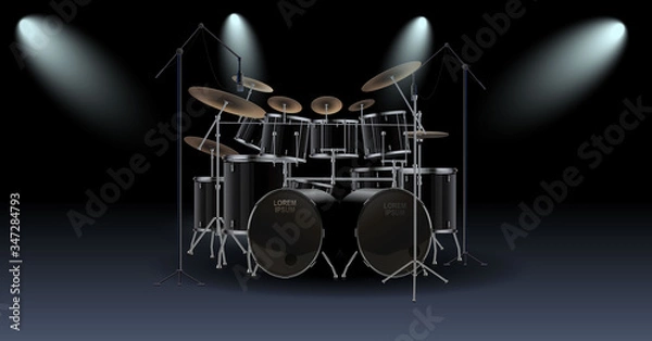 Obraz 
Realistic drum kit. Vector.