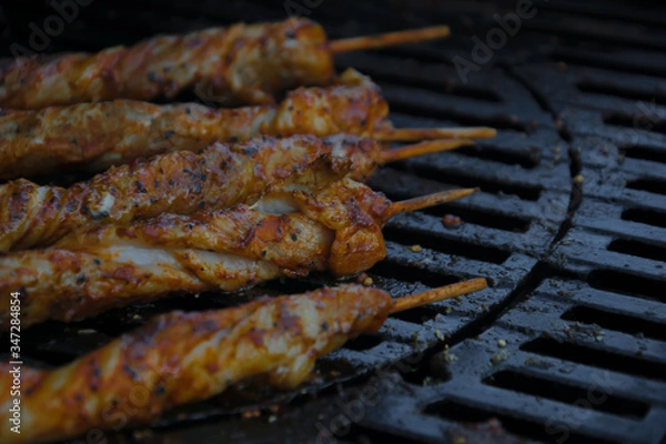 Obraz Juicy fresh pork on a grill 